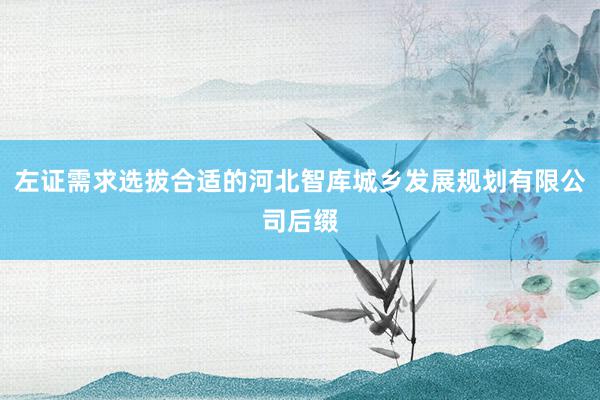 左证需求选拔合适的河北智库城乡发展规划有限公司后缀